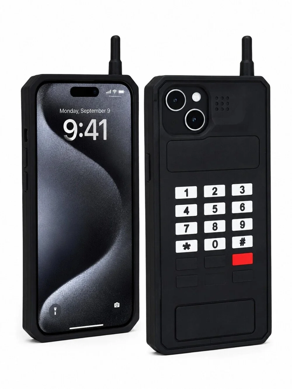 iPhone 15 Plus / 14 Plus Retro Brick Phone Silicone Case Black Novelty Protectiv